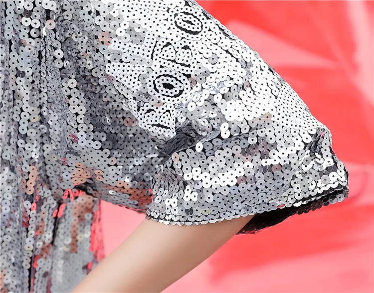 TVVOVVIN, Женская длинная рубашка с узором в виде рта,, летняя одежда, Топы И Футболки, рубашка с пайетками, короткий рукав, свободная рубашка, S745