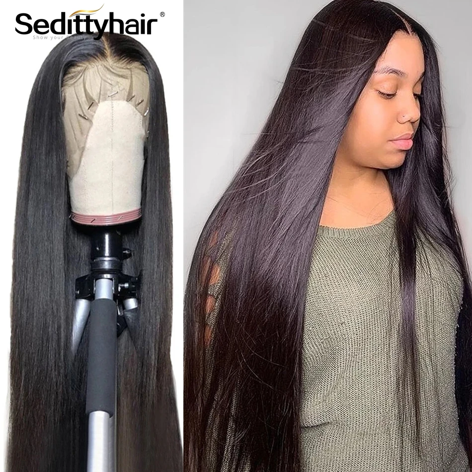 28 30 Inch Brazilian Straight 13x4 Lace Front Human Hair Wigs Glueless Long HD Lace Frontal wig for Black Woman Pre Plucked Full