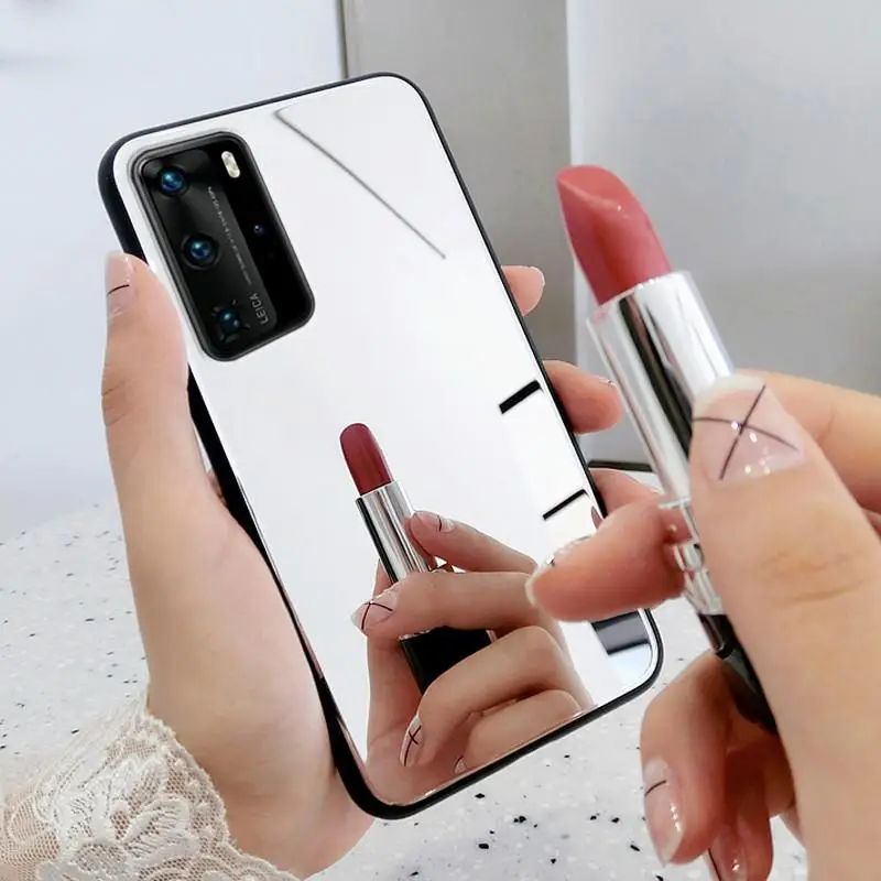 Чехол для телефона Huawei P40LiteE P30 P20 Honor 20 Lite мягкий чехол из ТПУ с зеркалом макияжа 9A 9C