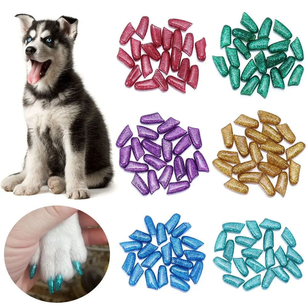 20 шт. Модные Разноцветные мягкие силиконовые чехлы для когтей собак и кошек Кепка