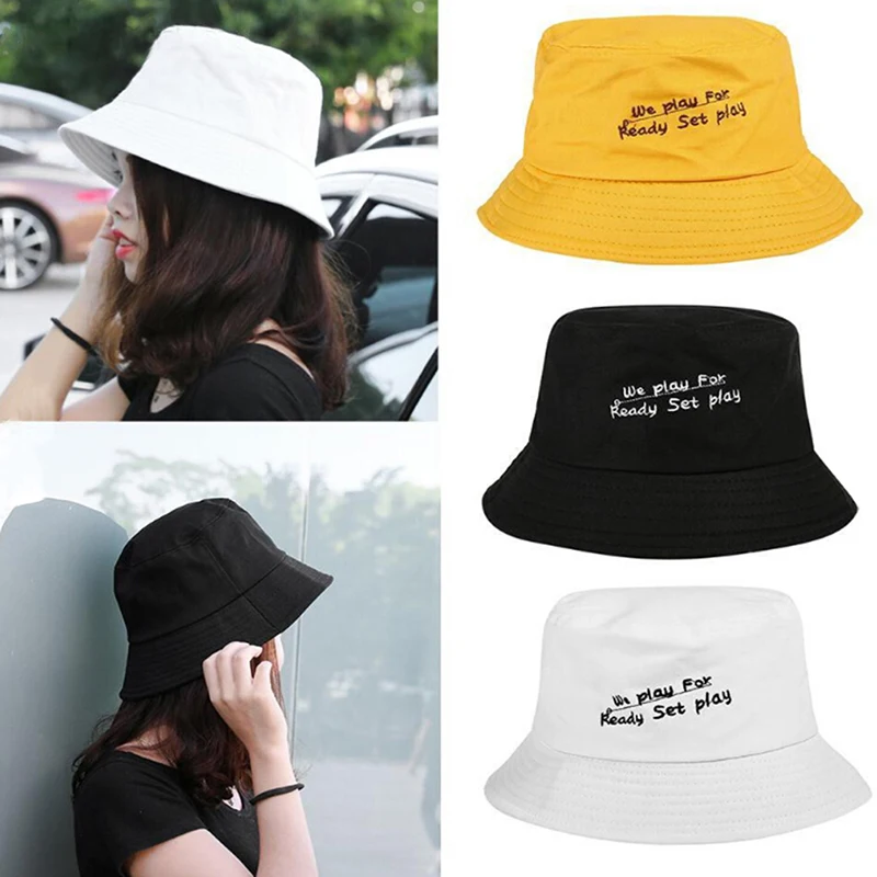

Unisex Outdoor Fishing Fashion Casual Fisherman Cap Lovers Cotton Embroidery Letter Wide Brim Bucket Hat Travel Sun Folding Hat
