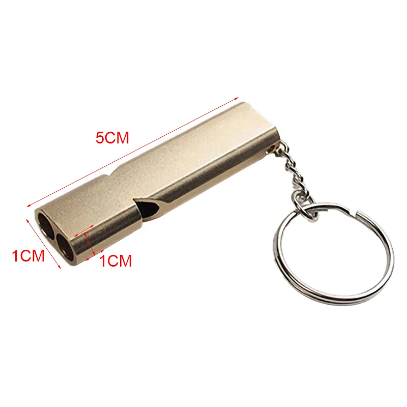 

Double Pipe High Decibel Aluminum Alloy Outdoor Emergency Survival Whistle Keychain Cheerleading Whistle Multi-tool Tool