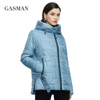 gasman 2021 new womens spring jacket short fashion stand up collar hooded fashion casual coat women parka warm outwear 81855