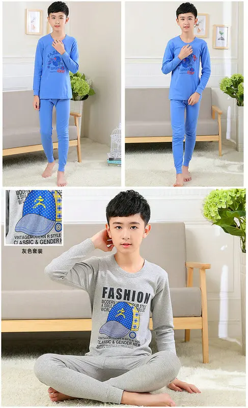Famli 2018 Подростковая Пижама комплект одежды для больших мальчиков мультяшная