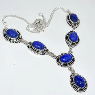 

Lapis Lazuri Necklace Silver Overlay over Copper, 46.6 cm , N3773