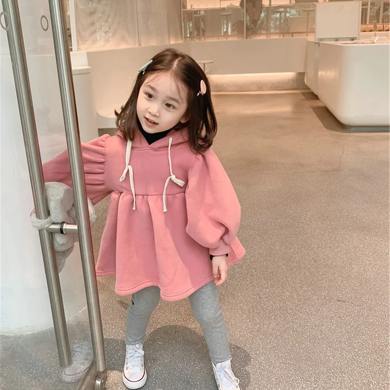 

Girls' Hoodies Sweatshirts Jacket 2021 Winter Autumn Top Thicken Velvet Pullover Fleece Christmas Gifts Cotton Children's Clothi