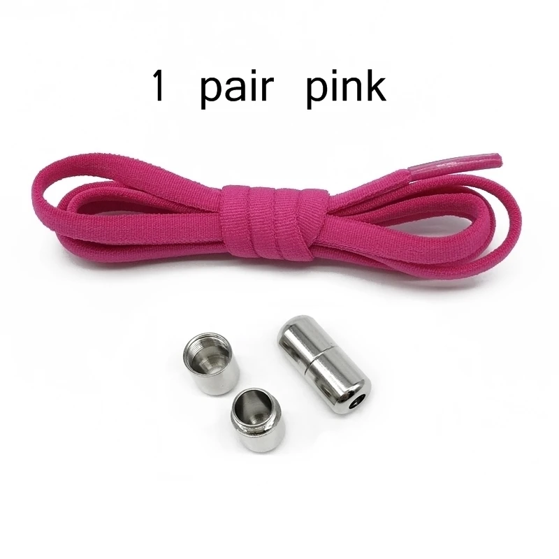 Pink shoelace 1 пара металлических замков шнурки без завязок растягиваются ленивые круглые туфли кружевные шнурки без шнуровки эластичные шнурки 10 цветов - Цвет: Pink shoelace