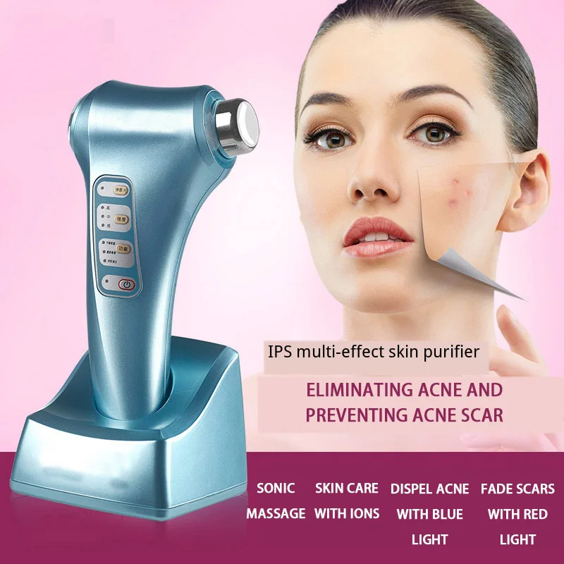 Ultrasound Galvanic Ion Skin Pores Cleaning Massager 7 LED Photon LCD Sreen Display Anti-wrinkle Facial Care Beauty Devices | Красота и