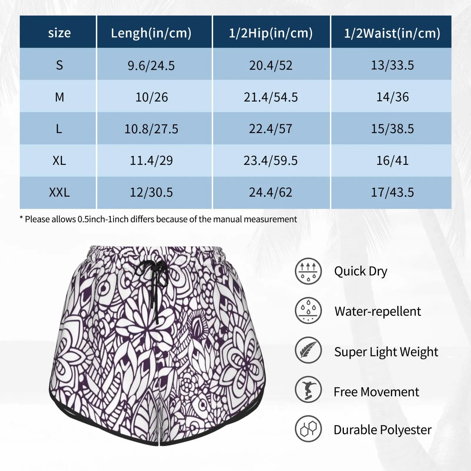

Flower Leaves Tattoo Pattern Oldschool Design Swim Shorts Women Beach Shorts Flower Flowers Leaf Leaves Abstract