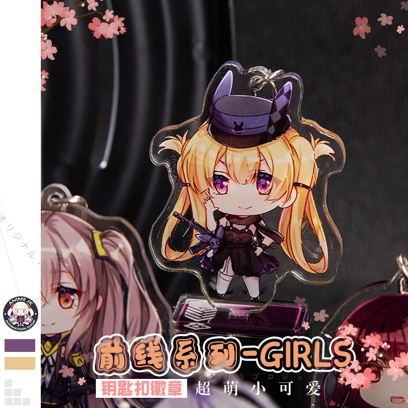 

Game Girls Frontline UPM4 98K Character Theme Keychain Acrylic Pendant Cartoon Charm Key ring Gifts With Badge