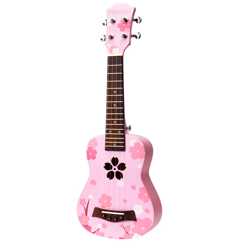 Розовая Гитара для взрослых и детей деревянный концерт портативное укулеле из