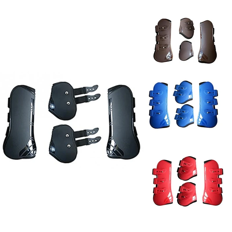 

New Sale Riding Front Hind Horse Leg Boots Protection Wrap PU Leather Equestrian Training Guard Durable Outdoor Riding