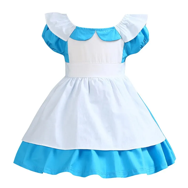 Alice Dress 01 MUABABY Повседневное платье принцессы для девочек; летний детский маскарадный костюм Рапунцель, Софии, Эльзы, Алисы, Белоснежки; детская одежда на Хэллоуин - Цвет: Alice Dress 01