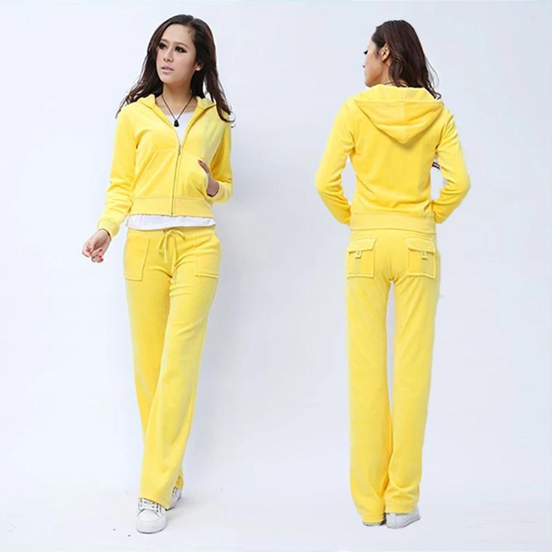 

Spring/Fall 2021 Women's Brand Velvet Fabric Tracksuits Velour Suit Women Track Suit Hoodies And Pants Fat Sister Sportswear