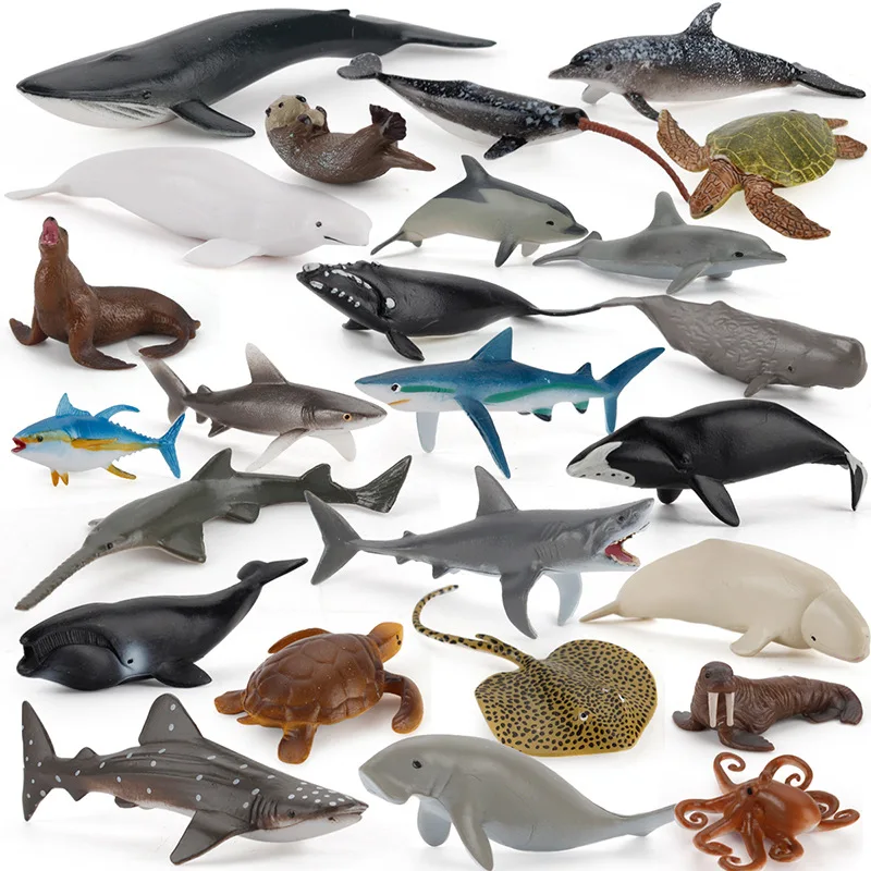 

43 Styles of Mini Marine Animal Models Shark Dolphin Turtle Fish Model Marine World Animal Cognition Education Toy for Kids