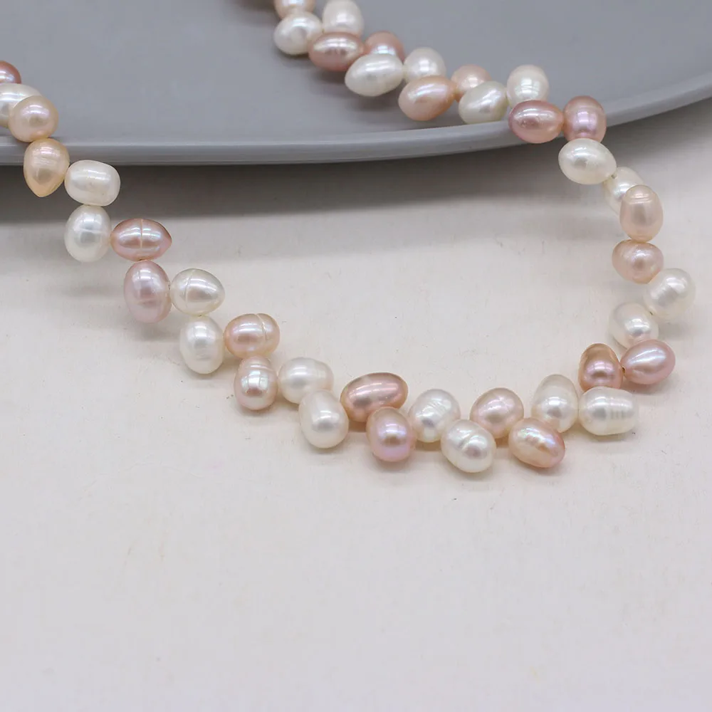 

6-7mm Natural Freshwater Pearl Wheat Ear Beads Real Pearls for DIY Charms Elegant Bracelet Necklace Jewelry Making Strand 36cm