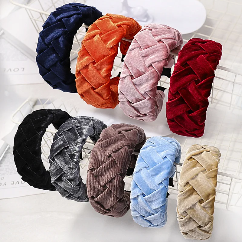 2019 Vintage Pigtail Hair Bands For Women Velvet Headband Accessories Girls opaska do wlosow diademas haar accessoires |