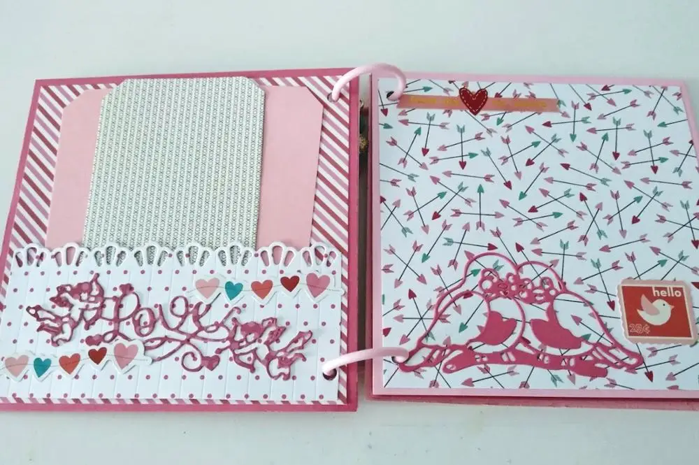 Металлическая высечка Двойное сердце Птицы Сделай Сам Скрапбукинг Бумага