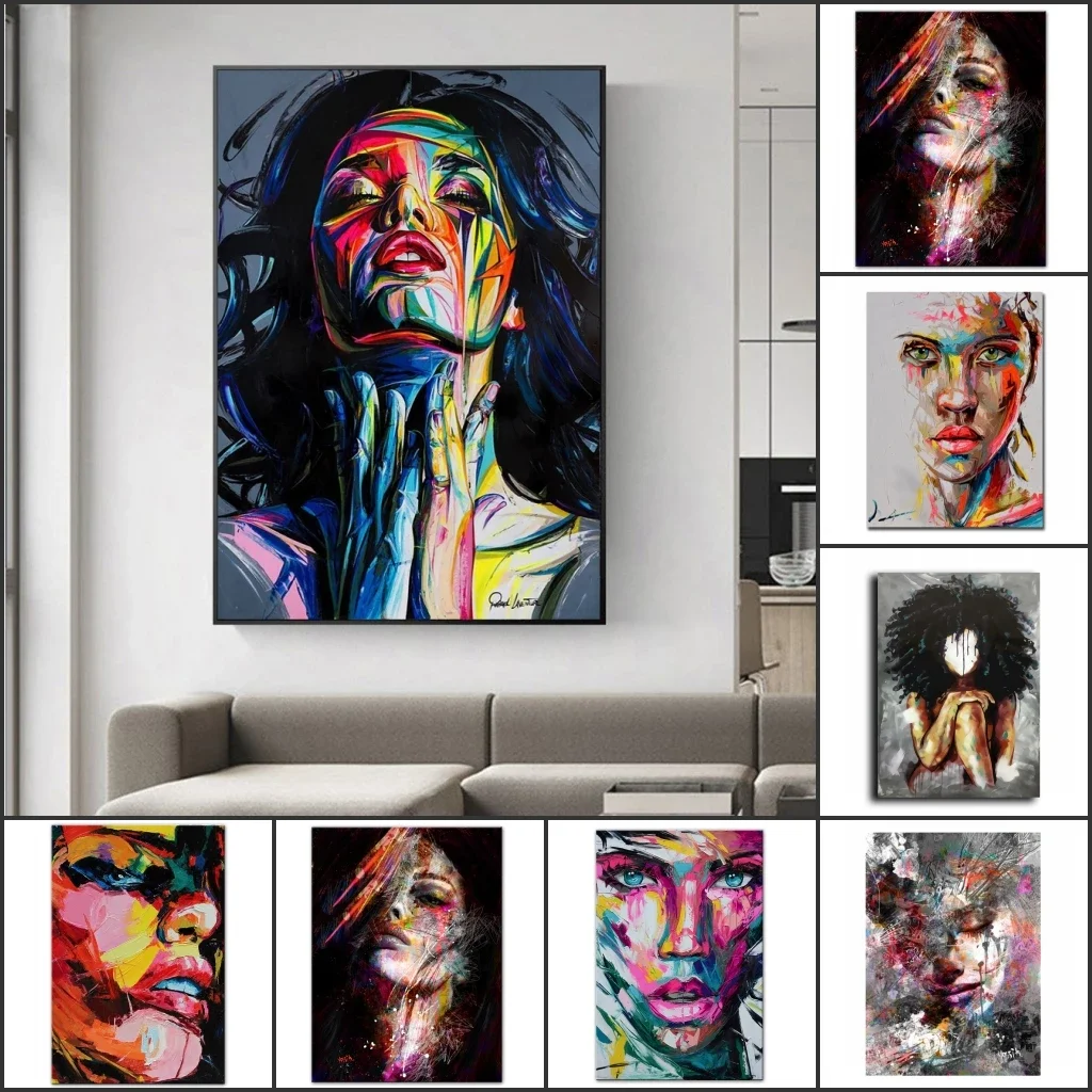 

Abstract Woman Face Graffiti Street Art Oil Painting on Canvas Posters and Prints Pop Wall Art for Living Room Decor Watercolor