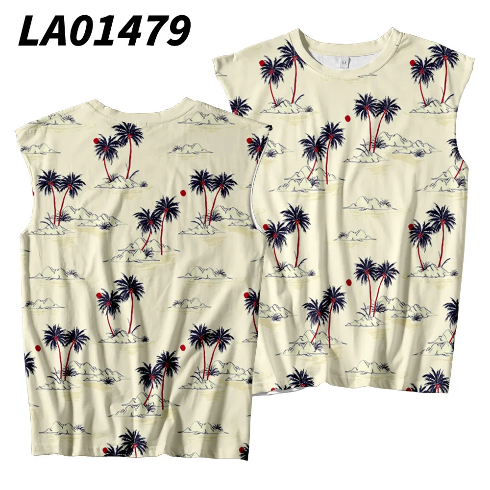 

Men's Hawaii Beach Vest Men's Fitness Muscle Sleeveless Shirt Vest Bodybuilding Fitness Gym Vest Undershirt