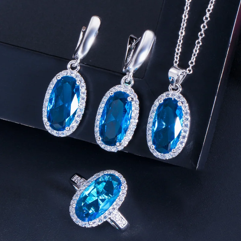 Серьги и кольцо с фианитом женские овальной формы | Украшения аксессуары