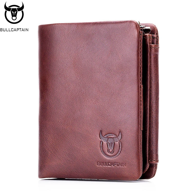 Мужской кожаный кошелек BULLCAPTAIN складной бумажник из мягкой воловьей кожи