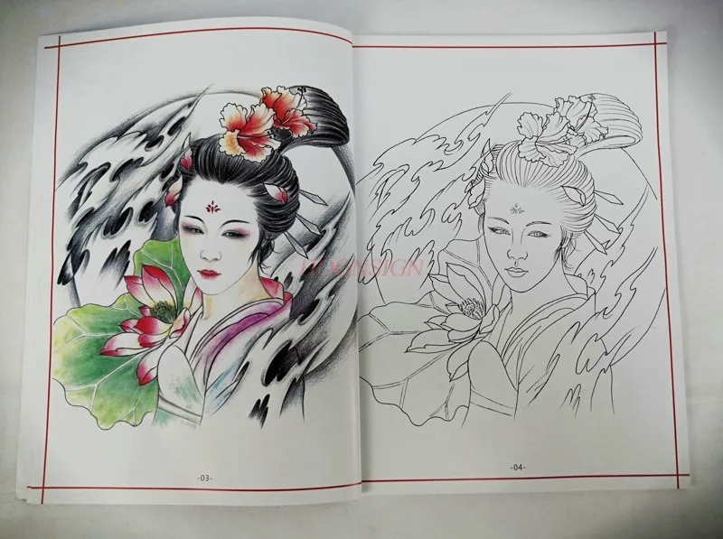 Tattoo Book Tattoo Manuscript Huadan Geisha Flower Arm Full Back Tattoo Classical Beauty Sale New Tattoo Books Sale