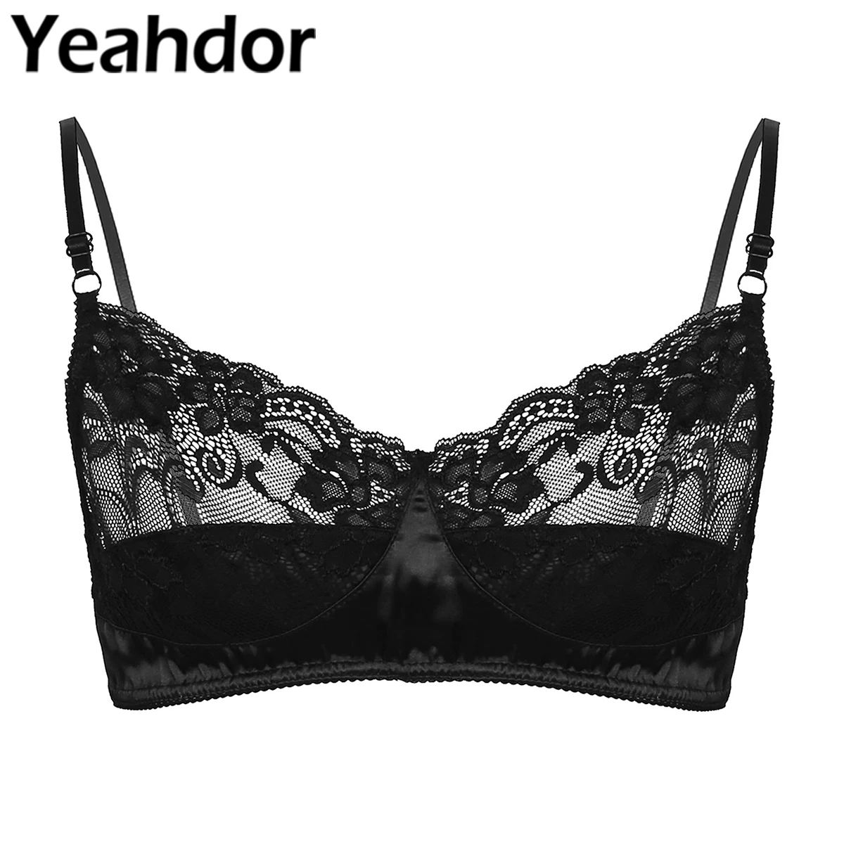 

Бюстгальтер мужской, кружевной, атласный, без косточек, с цветочным принтом, нижнее белье Sissy