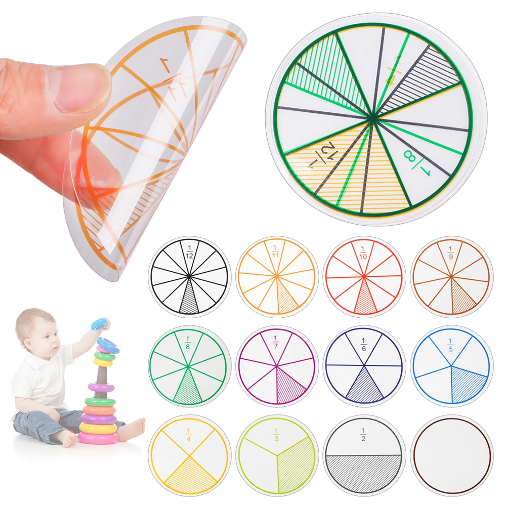 

51 Pcs EVA Round Shaped Fractions Instrument Demonstrator Montessori Math Educational Toys Math Learning Tool Teaching Gifts