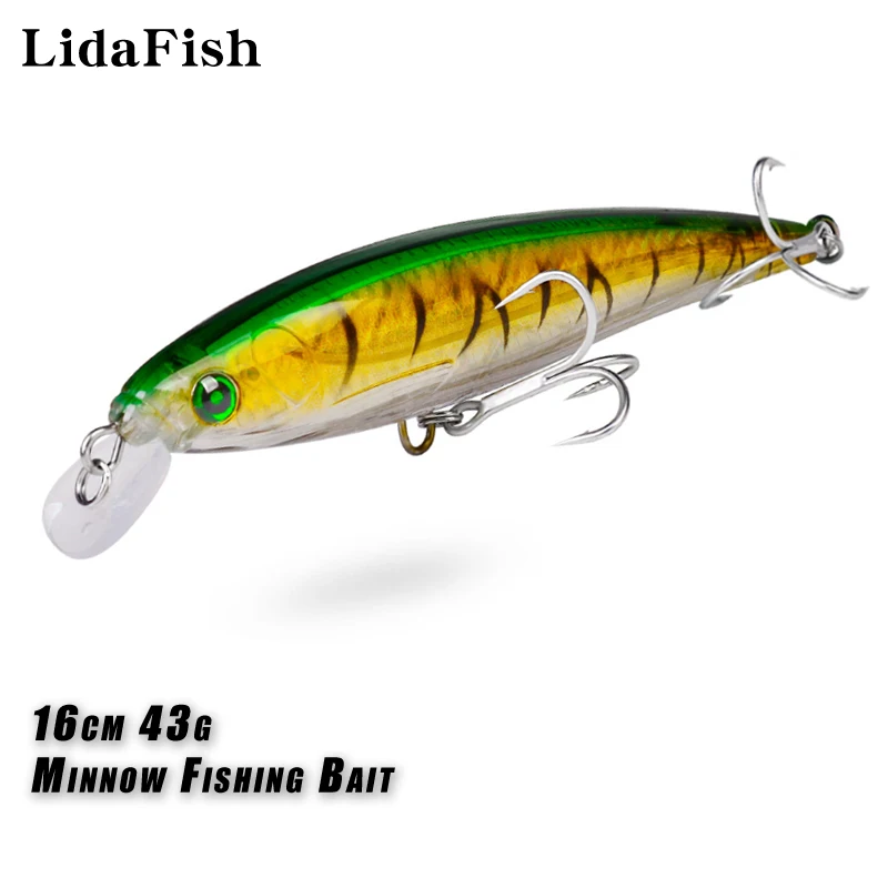 

LIDAFISH New 16cm/43g Floating Bass Fishing Lure Minnow Lifelike Body Hard Bait Fishing Tackle Artificial Wobbler