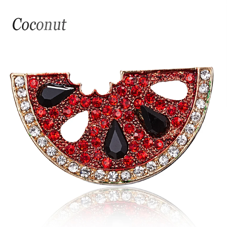 

New Cute Red Watermelon Rhinestone Brooches For Women Girls Lovely Fruit Crystal Brooch Pins Backpack Hat Scarf Pins Gifts