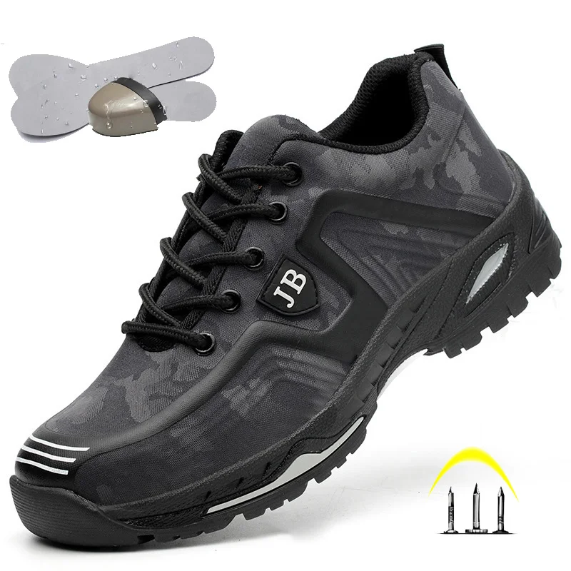

New exhibition fashion safety shoes Men Outdoor Steel Toe Cap anti-puncture Boots Lightweight and breathable casual work shoes