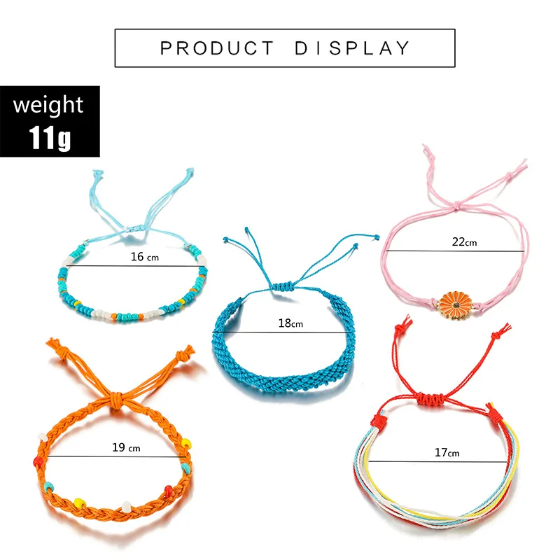

Bohemian Daisy Sunflower Friendship Bracelets Charm Colorful String Jewelry Handmade Multi-layer Knot Rope Bracelet For Women