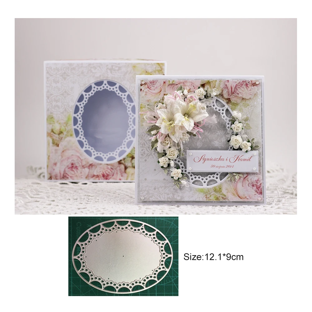 

Valentine's wedding Lace Oval Circle Frame Metal Cutting Dies Craft Scrapbooking Stencil Paper Card Decorative Craft Die cuts