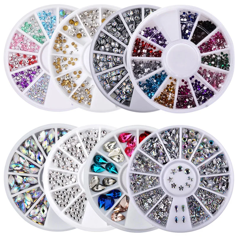 

Rhinestone Nail Art Decoration 1 Box Gold Silver Mixed Crystal Flatback 3D DIY Diamonds Gem Designer Nail Art Accessories