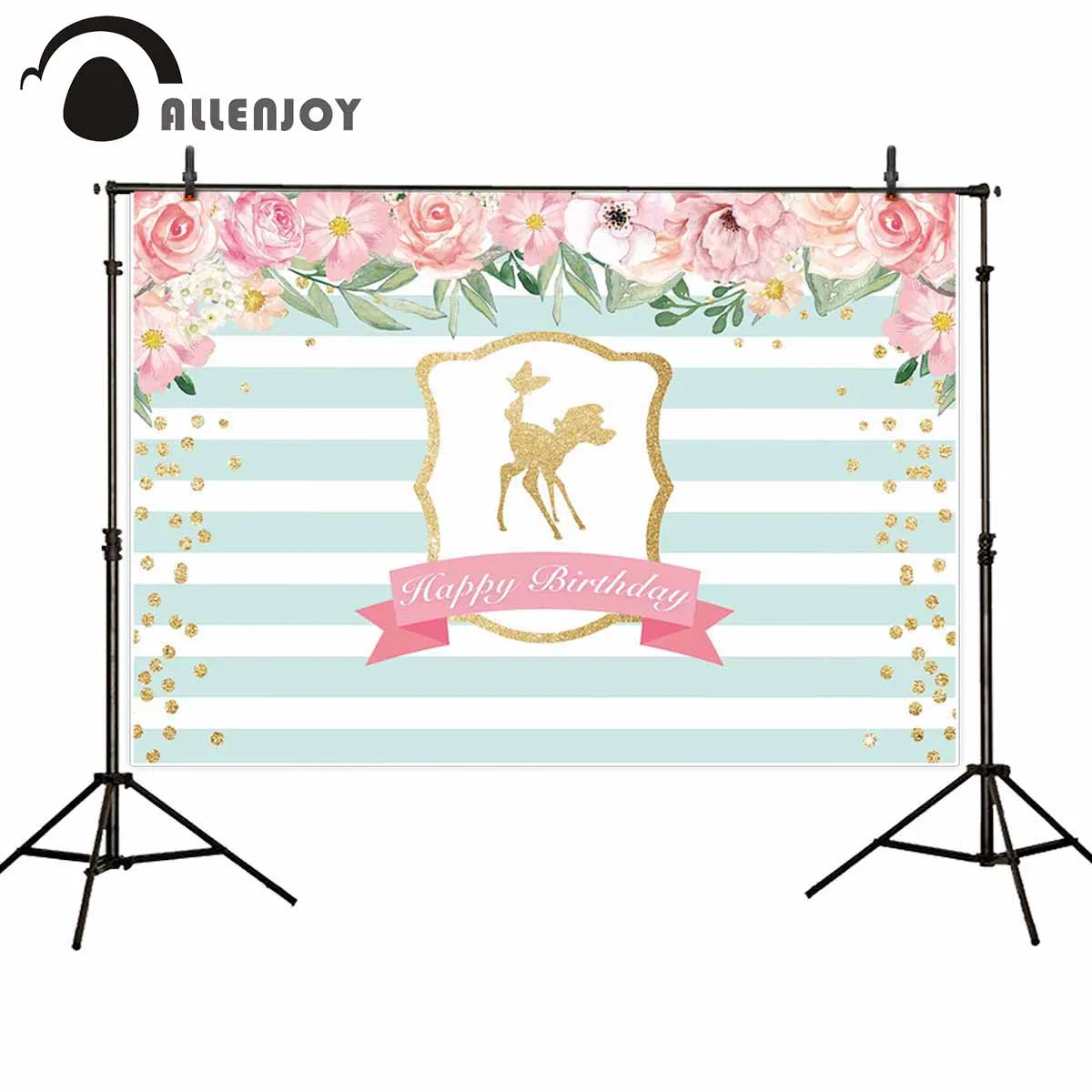 Allenjoy полосатый фотосессия Золотой блестящий олень горошек Цветы Листья