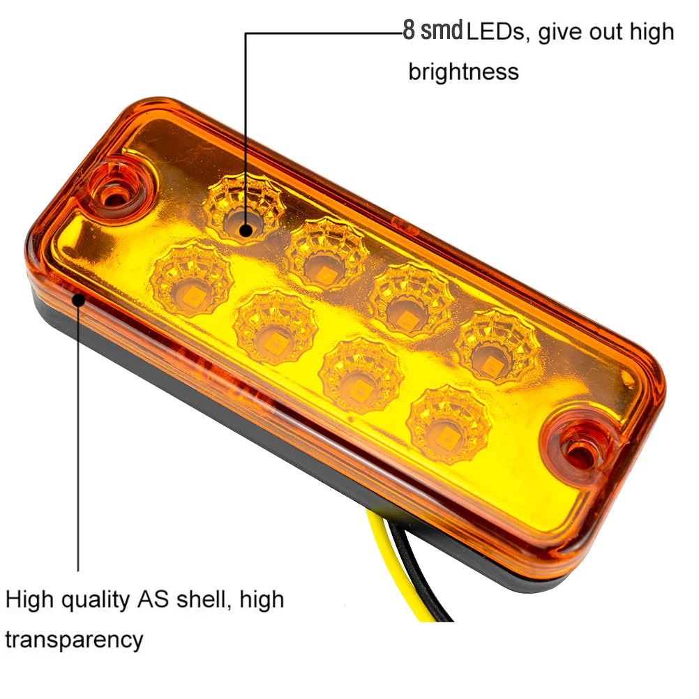 8x LED Side Marker Lights Car External Lamp Warning Tail Indicator Auto Trailer Truck Signal Clearance Light Waterproof | Автомобили и