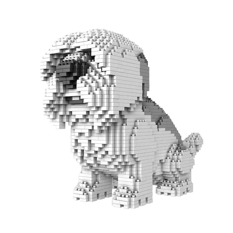 

PZX 686-04 Old English Sheepdog Dog White Animal Pet 3D Model DIY Mini Diamond Blocks Bricks Building Toy for Children no Box