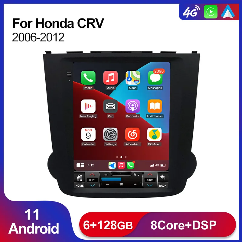 

Автомобильный радиоприемник Tesla Screen Android 11 DSP для Honda CRV CR-V 2006-2012 мультимедийный плеер Carplay Auto 4G Net WIFI GPS Navi