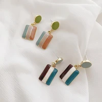 new fashion oil drop earrings for women design mixcolor stripes pendant earrings sweet statement geometric stud earings jewelry
