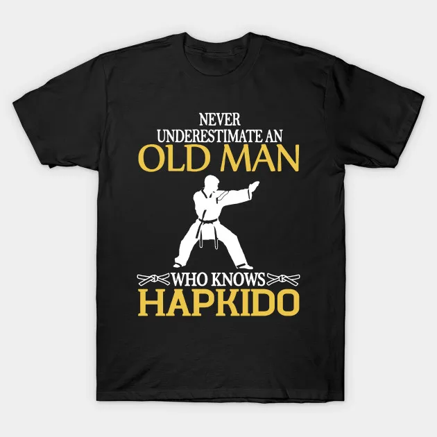 Мужская футболка с надписью Never underquest Old Man Who Know Hapkido для мужчин и женщин | одежда