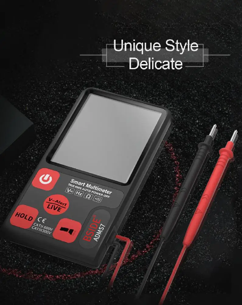 BSIDE ADMS7 Portable Digital Multimeter Large 3.5&quot LCD 3-Line Display Voltmeter With Voltage NCV Resistance Ohm Hz Tester |