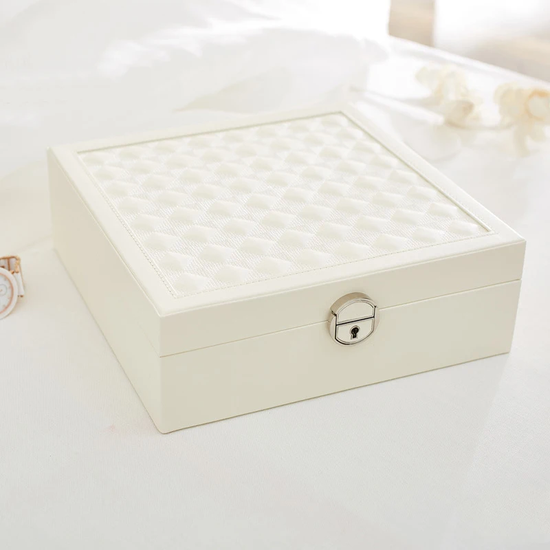 Искусственная кожа деревянный ящик для хранения ювелирных изделий Органайзер