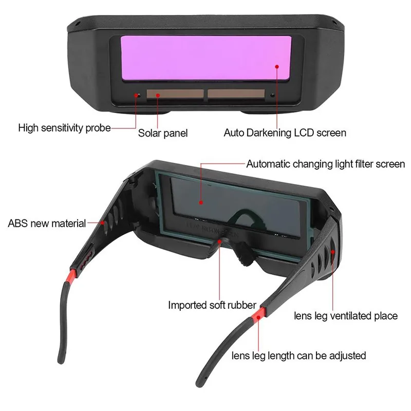 

Anti Strong Light Uv Welding Protective Glasses Automatic Dimming Filter Screen Anti-vibration Chainsaw/gas/ Tig Welding Glasses