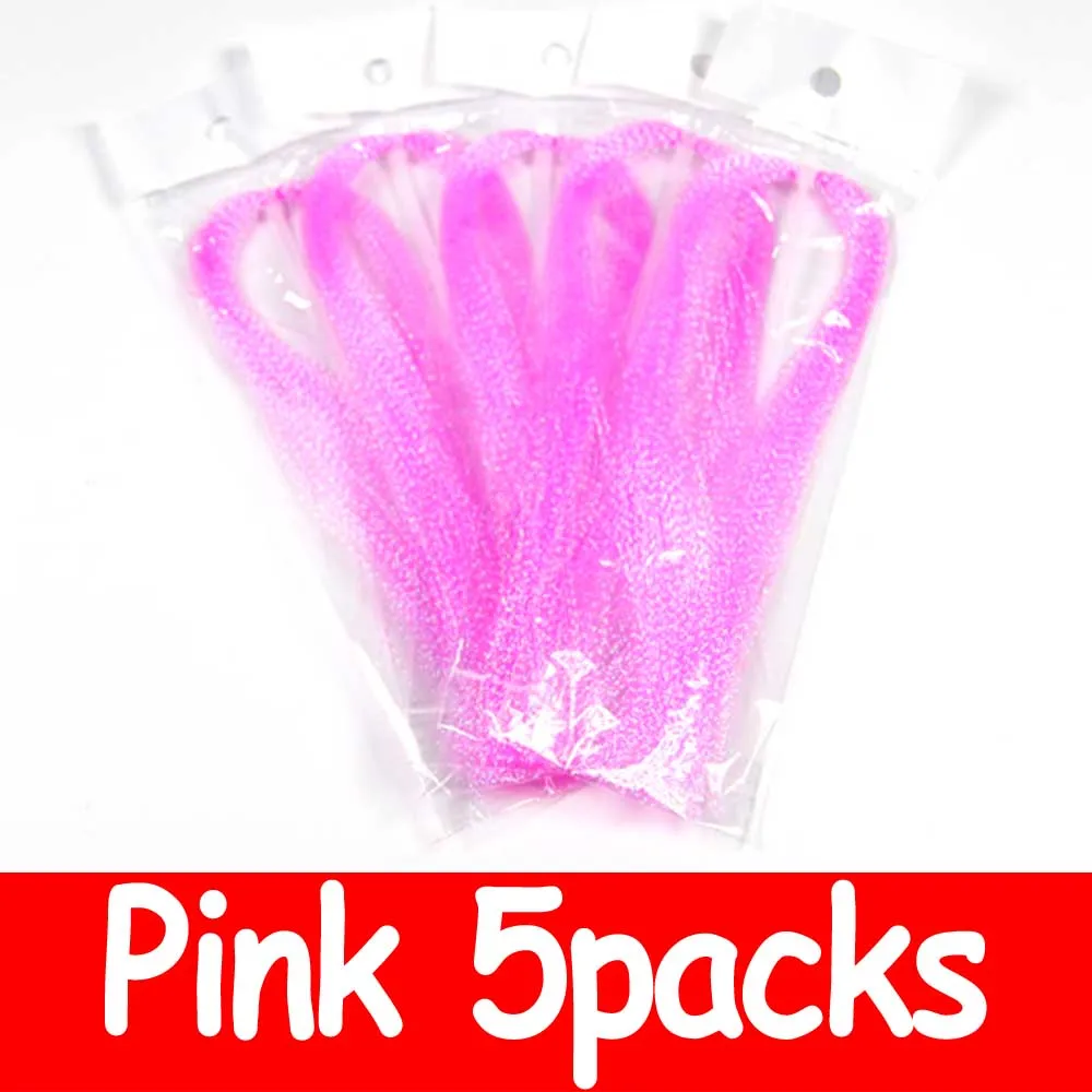 Pink 5 packs Wifreo 5 упаковок Flashabou Голографическая мишура для ловли нахлыстом, завязывающаяся кристальная светящаяся струнная приманка с крючками для изготовления рыболовного материала розового цвета - Цвет: Pink 5 packs