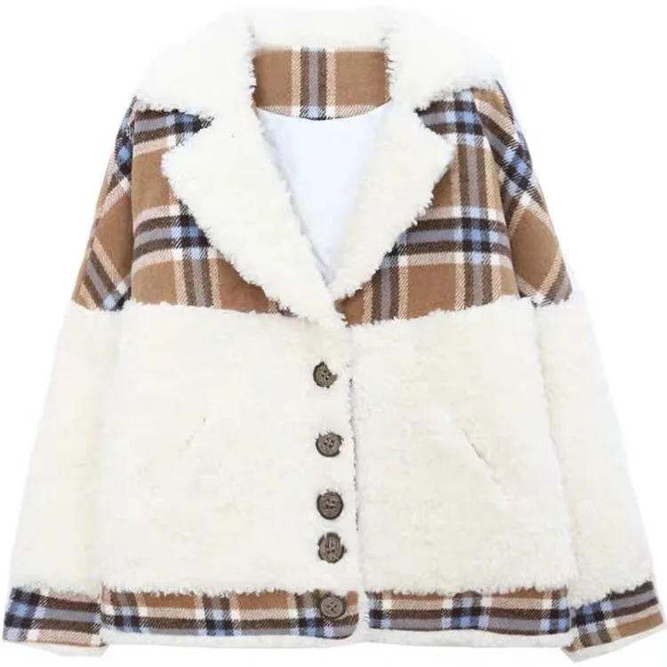 

Thickened lamb wool short coat women's autumn and winter Joker 2020 new small fragrance short western style jacket small