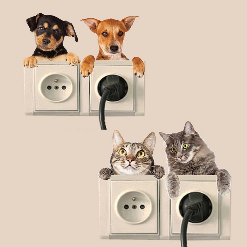 

4pc/Set Animals Pets Switch Stickers Pets Dogs Cats Switch Stickers Funny Puppy Stickers Home Decoration Wall Decal Art Mural