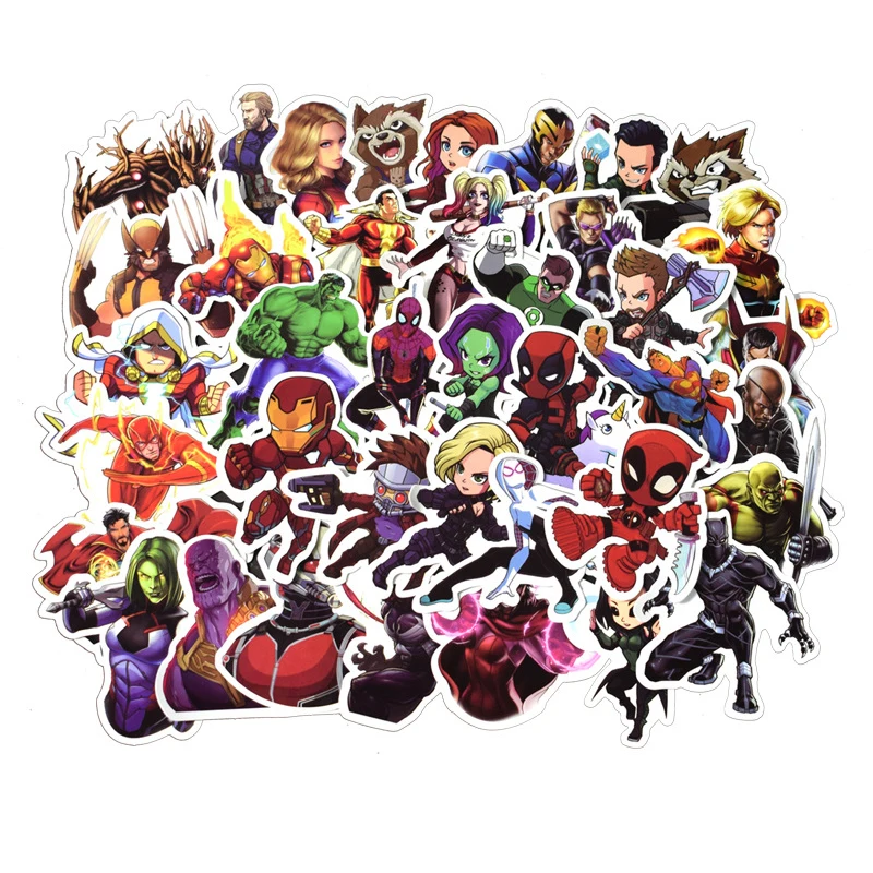 

Hot 50Pcs/set Cartoon DIY Hero Stickers Graffiti Decals Bomb Sticker Pack For Kids Gift Toy Skateboard Luggage Laptop