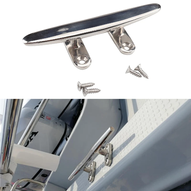 

Marine Flat Top 6 Inch Boat Cleats Dock with Fasteners Stainless Steel for Boat Yacht