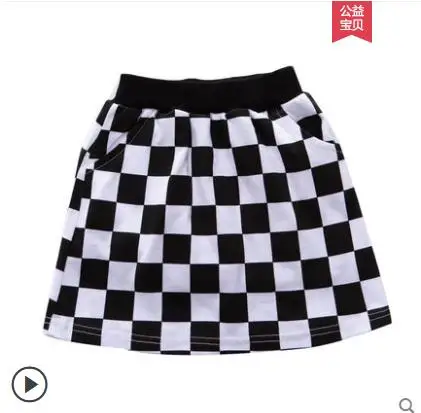 girl skirt Новые модные детские весенне-Осенние костюмы, штаны повседневные свободные шаровары в черно-белую клетку в стиле хип-хоп, одежда для уличных танцев, брюки с кисточками - Цвет: girl skirt